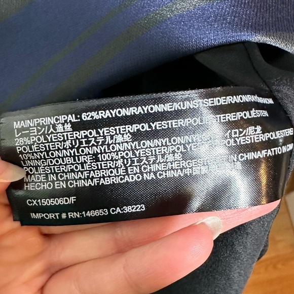 C/meo Collective Blue and Black Strioed Fit and Flare Dress Large - Picture 3 of 4